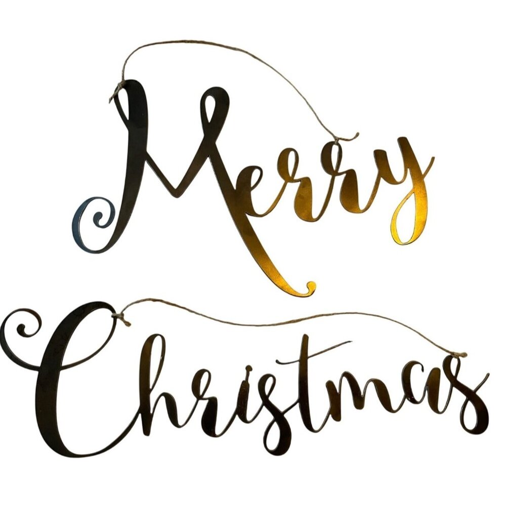 "Merry Christmas Gold Metal Signage Large